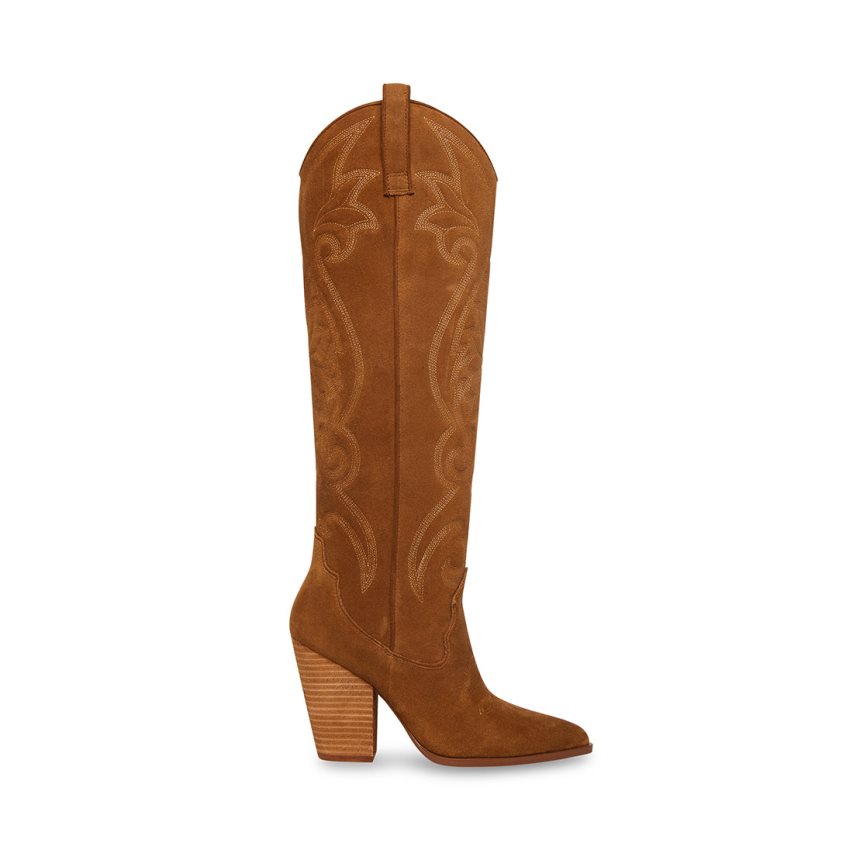 Botas Hasta La Rodilla Steve Madden Lasso Chestnut Gamuza Mujer Marrones | ES AI3198